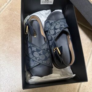 Coach Women's navy sandals.
